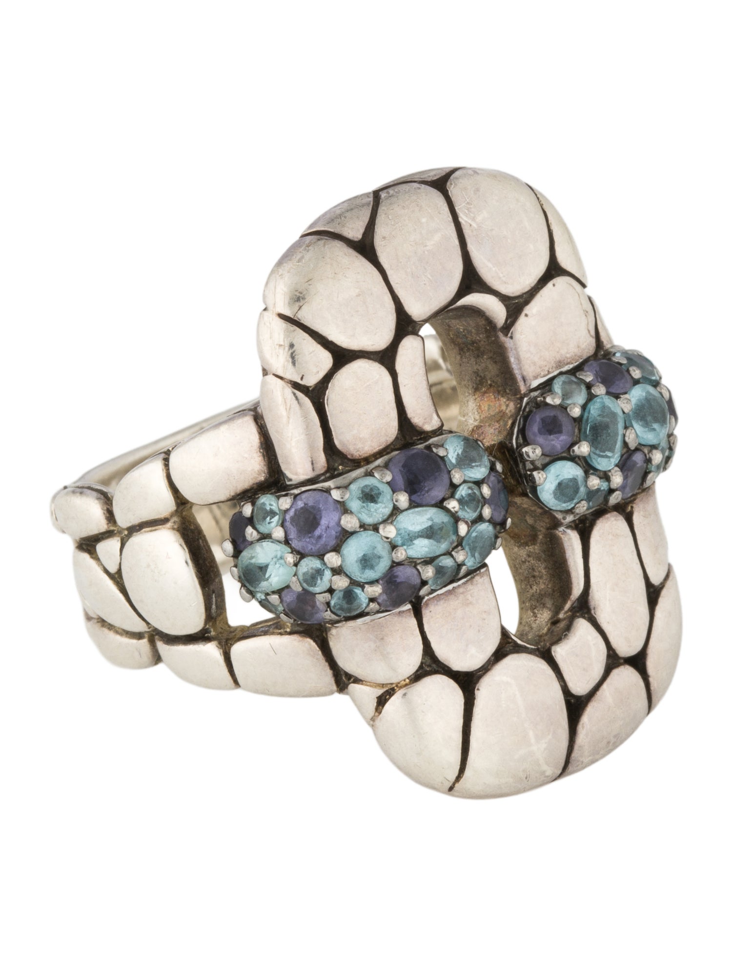 John Hardy Topaz, Aquamarine & Iolite Kali Link Ring